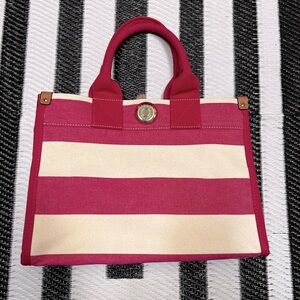 Tommy Hilfiger tote bag | Canvas Pink | white striped
